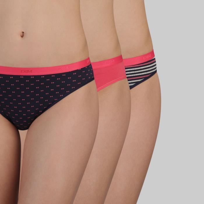DIM Slip Les Pockets Coton X3 Lot Pretty Rose