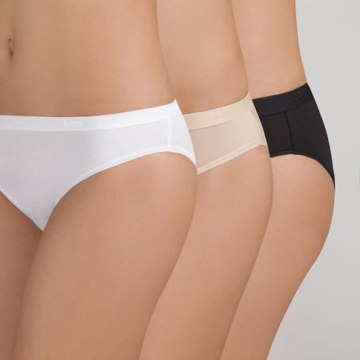 DIM Slip Les Pockets Ecodim X3 Blanc/Peau/Noir