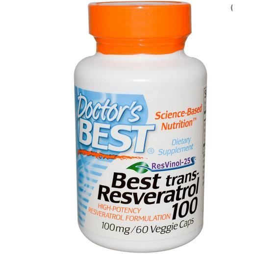 Doctor's Best, Best trans-resvératrol 100,100 mg,60 capsules végé.