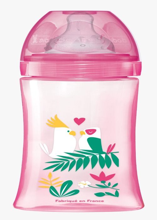 Biberon Initiation+ 330ml ROSE DANSEUSE - DODIE - +6 mois - tétine ronde 3 vitesses - débit 3