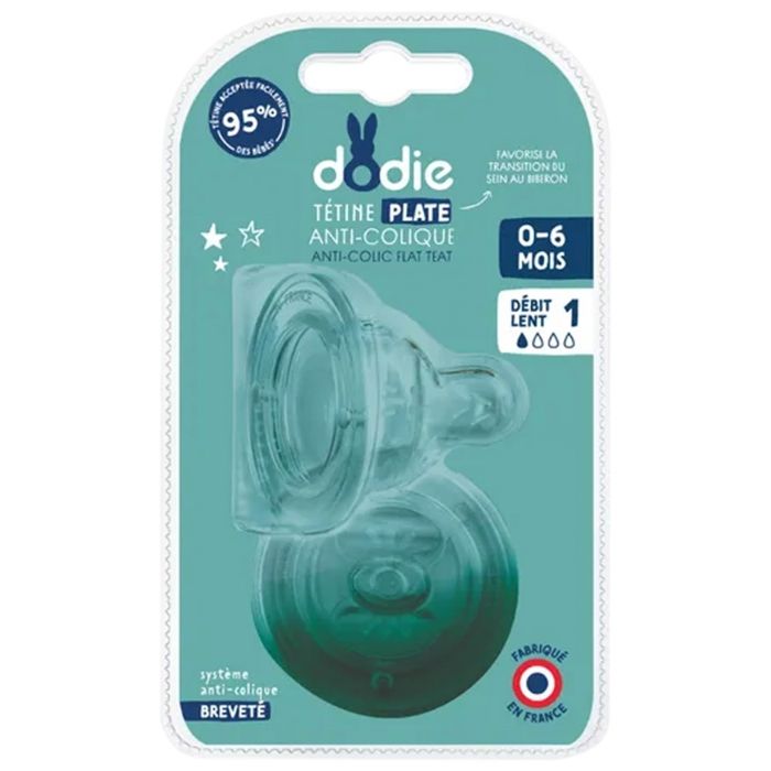 Dodie Biberon Sensation+ Anti-Coliques Tétine Plate Col Large Débit 1 +0m 2 tétines