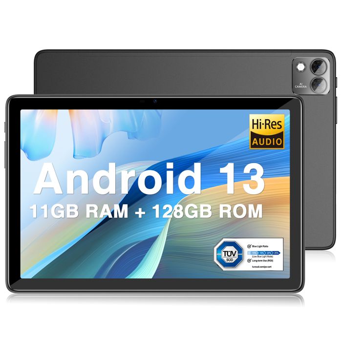 Tablette DOOGEE T10S tactile - Tab 10.1" écran 11 Go+128 Go, 4G WIFI, SIM/batterie 6600 mAh/Android 13 PC,TUV,8 MP+5 MP Caméra- Gris