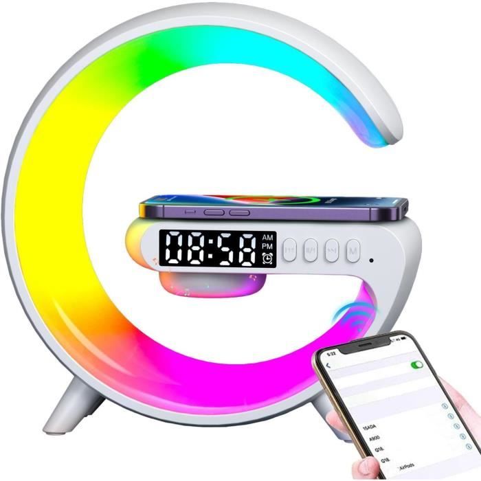 Haut-Parleur Avec Lumières | Haut-Chargement Sans Fil Led En Forme G,Minuterie Réveil Chargeur Support Couleur Changeante Sa[u4883]