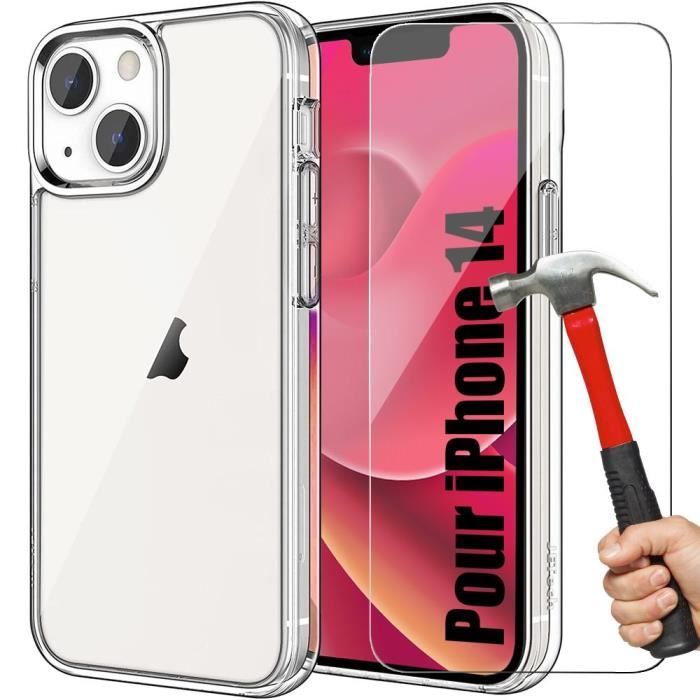 Coque Silicone pour iPhone 14 + 2 Verres Trempés Protection Transparente