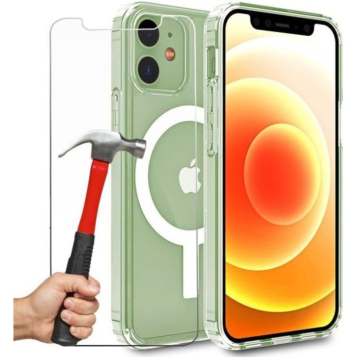 Coque pour iPhone 12(6.1") avec Ronde Magnétique + verre trempé de Protection