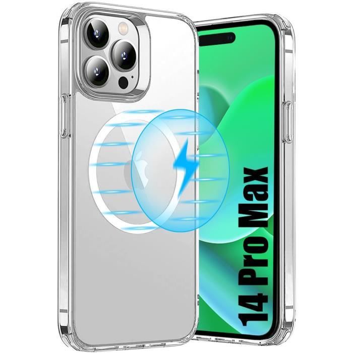 Coque Silicone pour iPhone 14 Pro Max Cercle Magnétique Protection Transparente