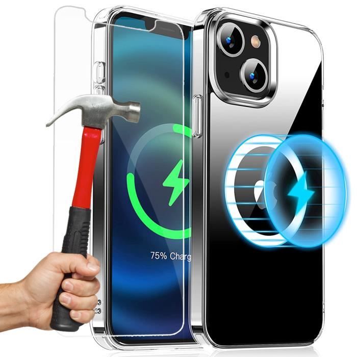 Coque pour iPhone 13 - E.F.CONNECTION - Transparent - MagSafe - 2 verres trempés - Souple