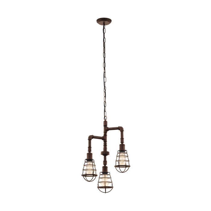 Suspension PORT SETON E27 3X60W en acier marron antique D360mm