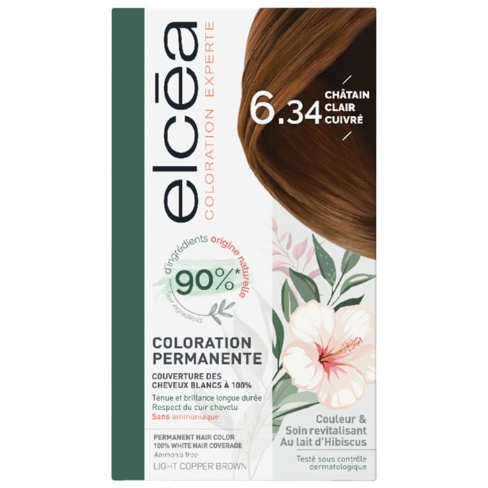 -Elcéa Coloration Experte Permanente au Lait d'Hibiscus  (Coloration : 6.34 Châtain Clair Cuivré)