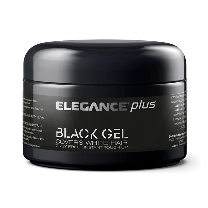 ELEGANCE PLUS BLACK GEL Gel coiffant plus couleur noire 100 ml Retouche instantanée