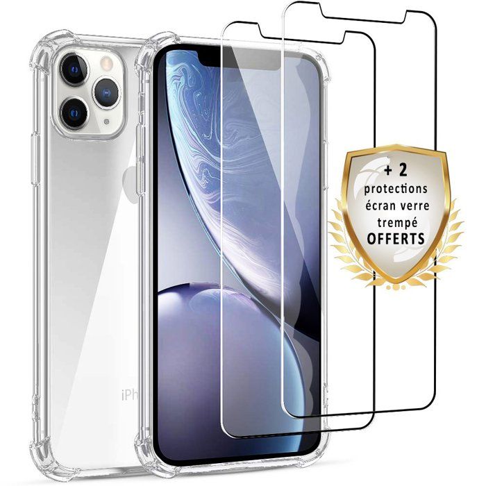 Coque pour iPhone 11 Pro Antichoc Silicone + 2 verres trempés