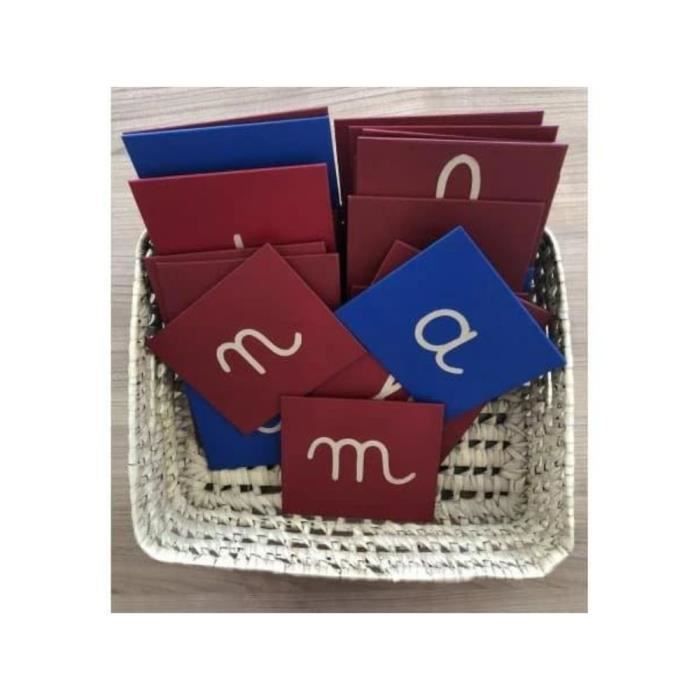 Eveil Montessori - Lettres rugueuses cursives miniscule - Rouges et bleues - Jeux Educatifs - Dès 3 ans