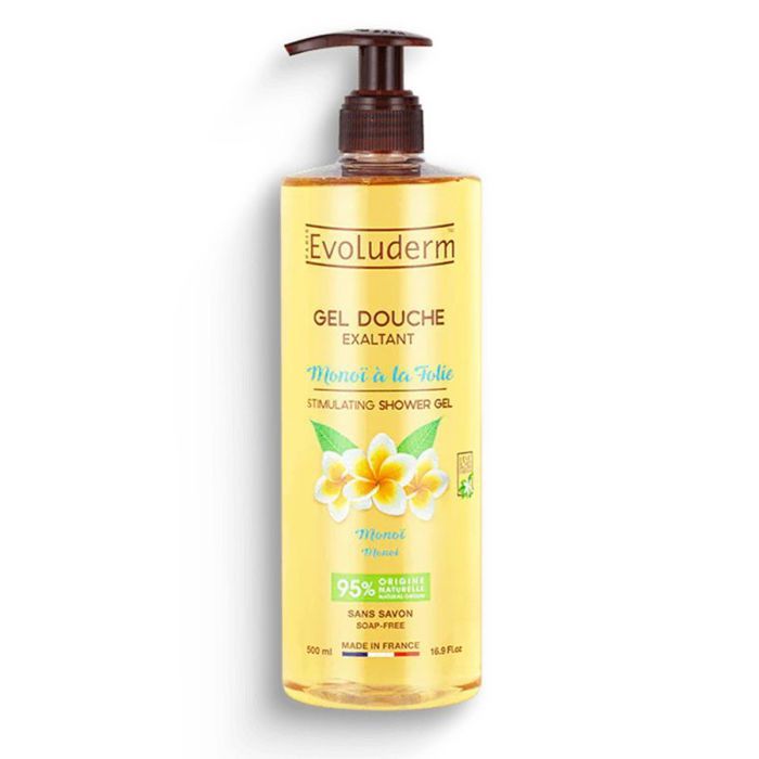 EVOLUDERM - Gel Douche Exaltant Monoi à la Folie - 500ml - 95% d'Ingrédients d'Origine Naturelle
