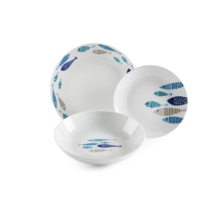 Excelsa North Sea Service de 24 assiettes en porcelaine - 63409 - motif aléatoire