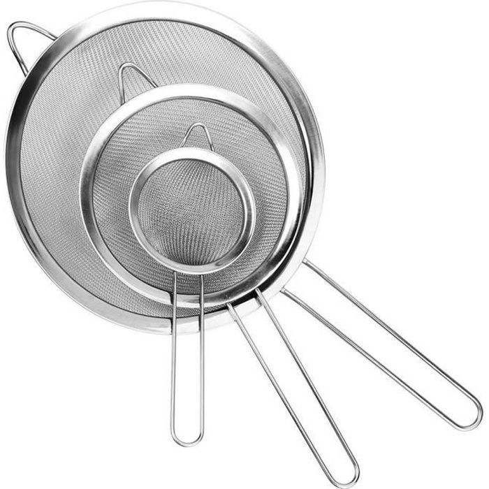 Passoire - INOX - 3Pcs - Maille Fine - 7CM, 12CM, 18CM - Ustensile de Cuisine