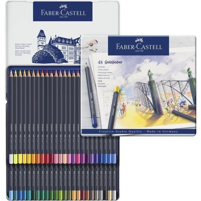 FABER-CASTELL Boîte de 48 Crayons de couleur Goldfaber permanent