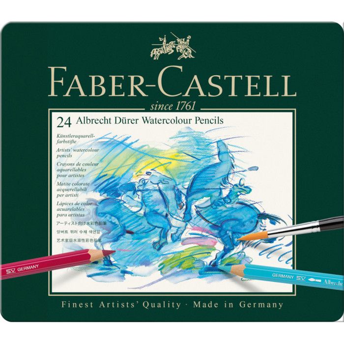 Crayons de Couleur A. Dürer - FABER-CASTELL - Boîte 24 - Aquarellables - Mine 3.8 mm