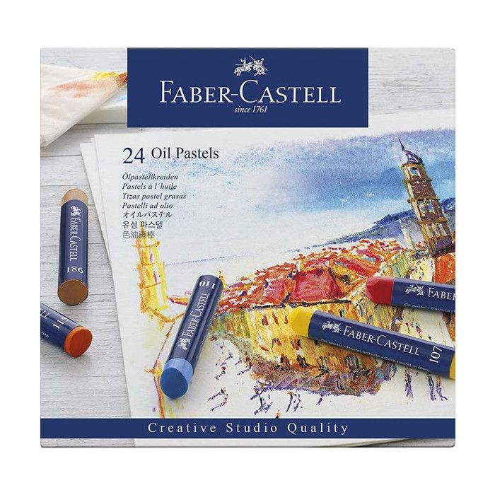 Pastels à l'huile - FABER-CASTELL - 24 pastels - Qualité studio - Multicouleur - 11 mm diamètre
