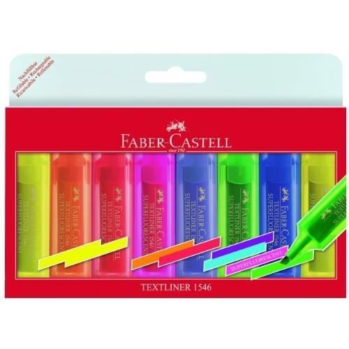 Surligneurs - Faber-Castell - Textliner 1546 - Pochette de 8 - Pointe Biseautée - Assortis