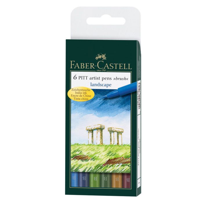 FABER-CASTELL Etui 6 Feutres Pitt Couleurs Paysage