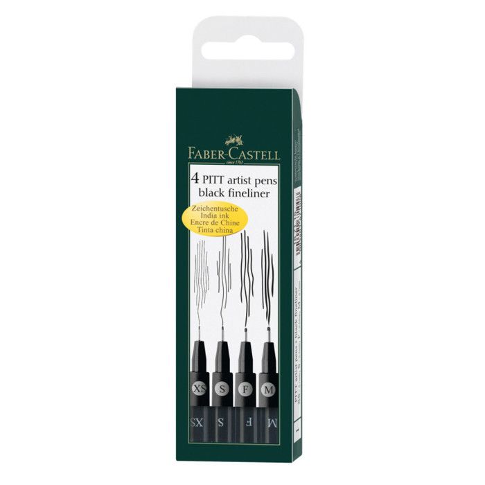 Feutres - FABER-CASTELL - Pitt - 4 pointes différentes - Encre de Chine - Résistant à l'eau