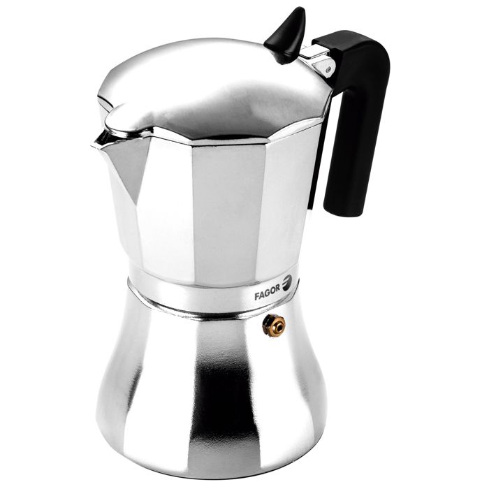 Cafetière Expresso Italienne Induction Aluminium 6 Tasses Café, Vitrocéramique FAGOR Cupy  Argent 00444