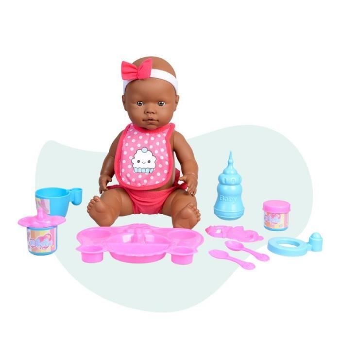 Falca poupée Curiosete avec repas 40 cm rose 10 pièces