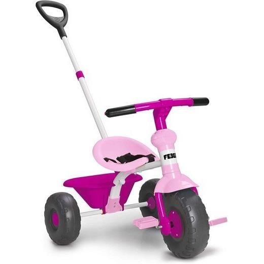 Porteur Tricycle Evolutif Baby Trike Métal - Rose - FEBER - Avec pédales amovibles