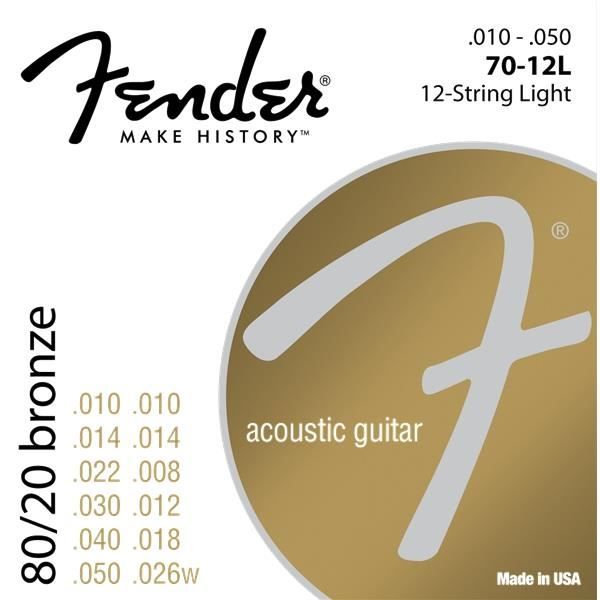 Fender 70-12L 10-50 Cordes guitare folk à 12 cordes