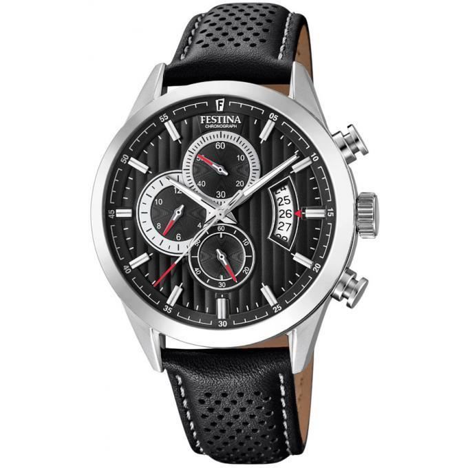 montre festina chrono sport f20271-6 - montre cuir noire chronographe homme
