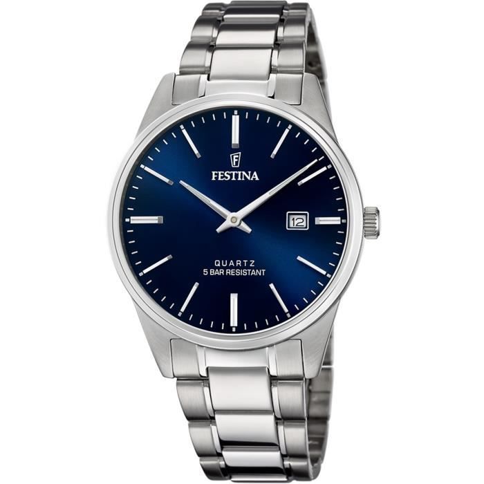 Montre Homme FESTINA - Acier Gris - Quartz - Verre minéral - Analogique