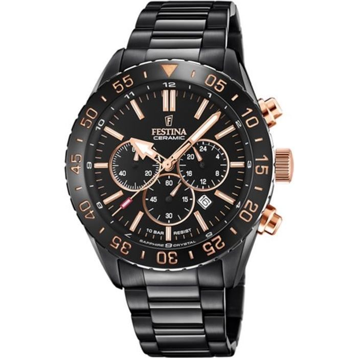 Montre Festina chronographe black - FESTINA - Homme - Etanche 100m - Verre saphir