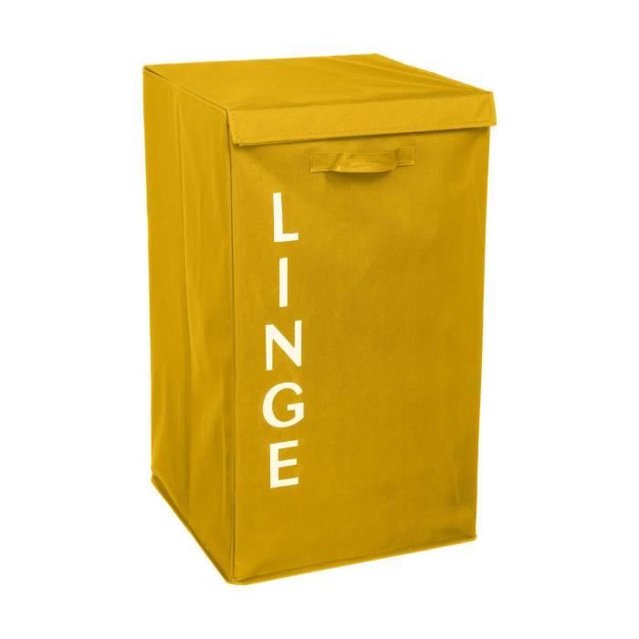 Five - Panier à Linge avec anses Jaune écriture Blanche H 63 cm
