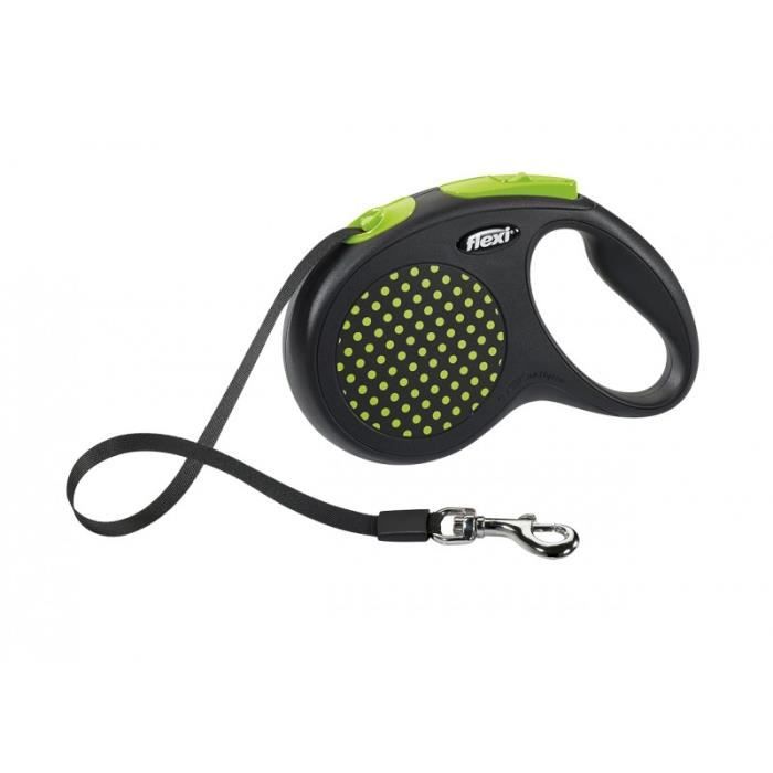 Laisse rétractable - Flexi - Design Tape M - 5M - Noir-Vert - Pour chien jusqu'à 50kg