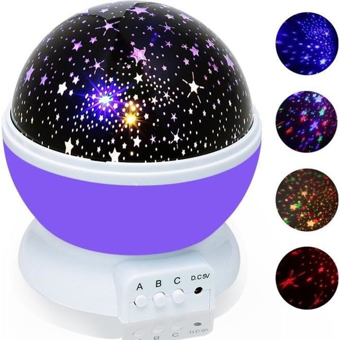 Chevet Veilleuse Virevoltant Lampe de Table Projecteur en Ciel Etoile en Plafonnier Moon Star et Rotation pour Salle d'enfant Cadeau