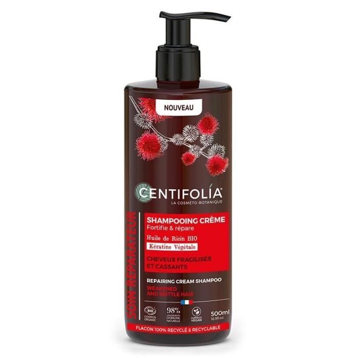 Shampooing crème réparateur huile de Ricin et Kératine Végétale 500ml - Centifolia 0,6