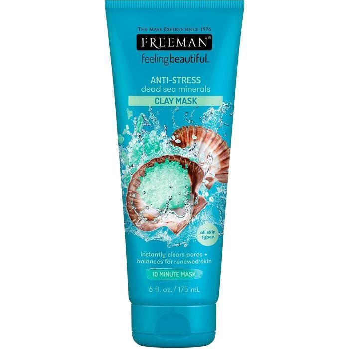 Homme libre Masque anti-stress argile minérale de la mer Morte 6 fl oz (175ml) Freeman Anti-Stress Dead Sea Minerals Clay Mask