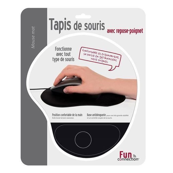 Tapis de Souris avec repose poignet - Noir