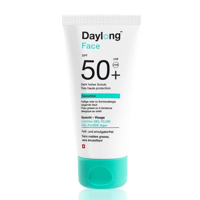 DAYLONG SENSITIVE GEL FLUIDE VISAGE TRES HAUTE PROTECTION SPF50+ PEAUX GRASSES 50ML