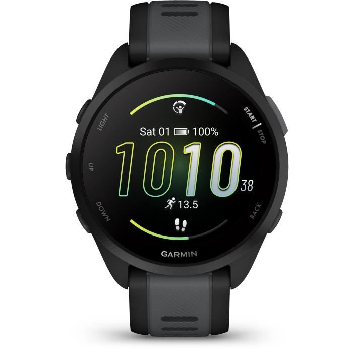 Montre GPS connectée - GARMIN - Forerunner 165 - 1,2" - Noir avec bracelet Noir et Gris