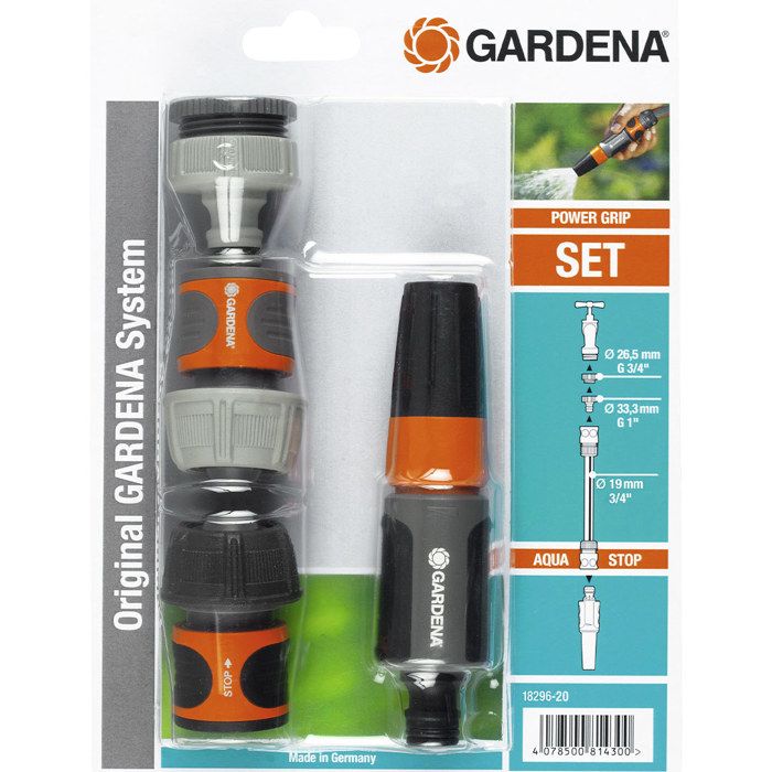 GARDENA Nécessaire de base 20/27 – Adapté tuyau Ø19mm – Compatibilité Original GARDENA System –Kit complet– Garantie 2ans