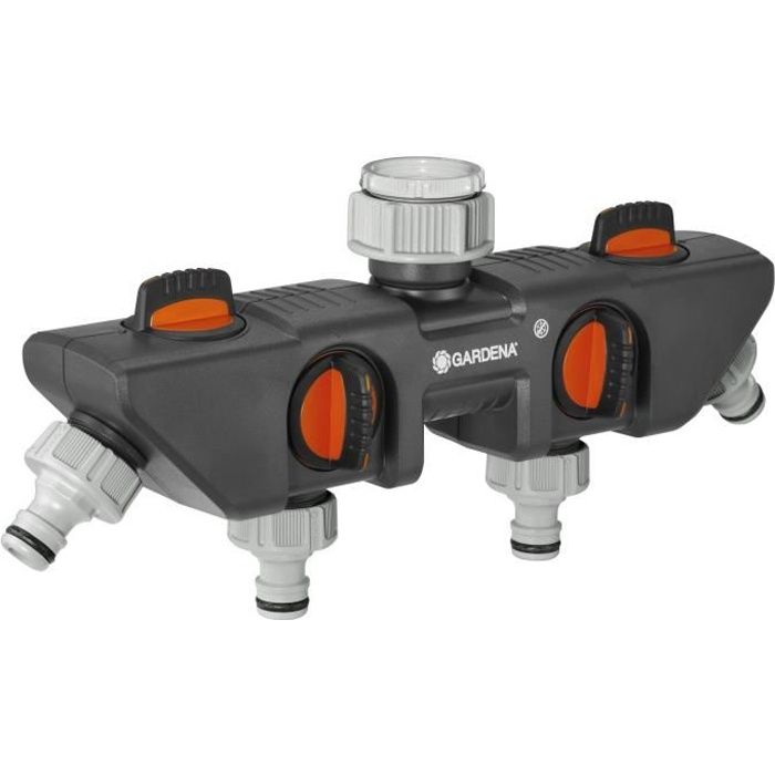 GARDENA Sélecteur d'arrosage 4 voies – Multiple sorties d’eau indépendantes – Connexion unique GARDENA – Garantie 5 ans (8194-20)