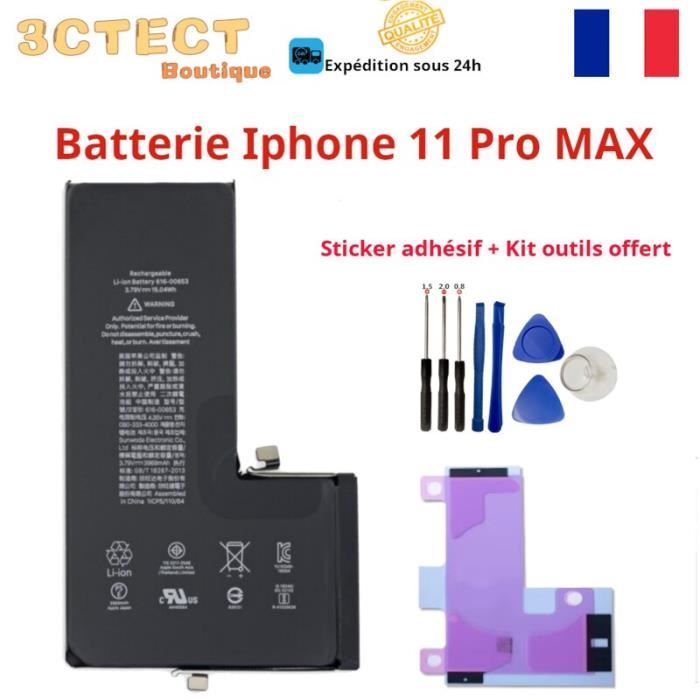 BATTERIE IPHONE 11 PRO MAX AVEC STICKER ADHESIF + OUTILS