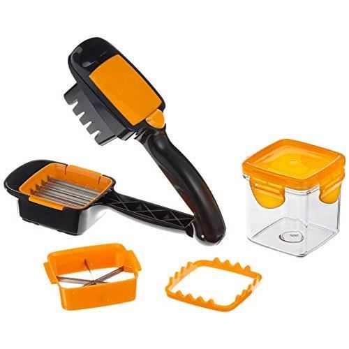 Genius Nicer Dicer Quick - Coupe-légumes - Trancheuse - Trancheuse d'oignons (7 pièces - orange)