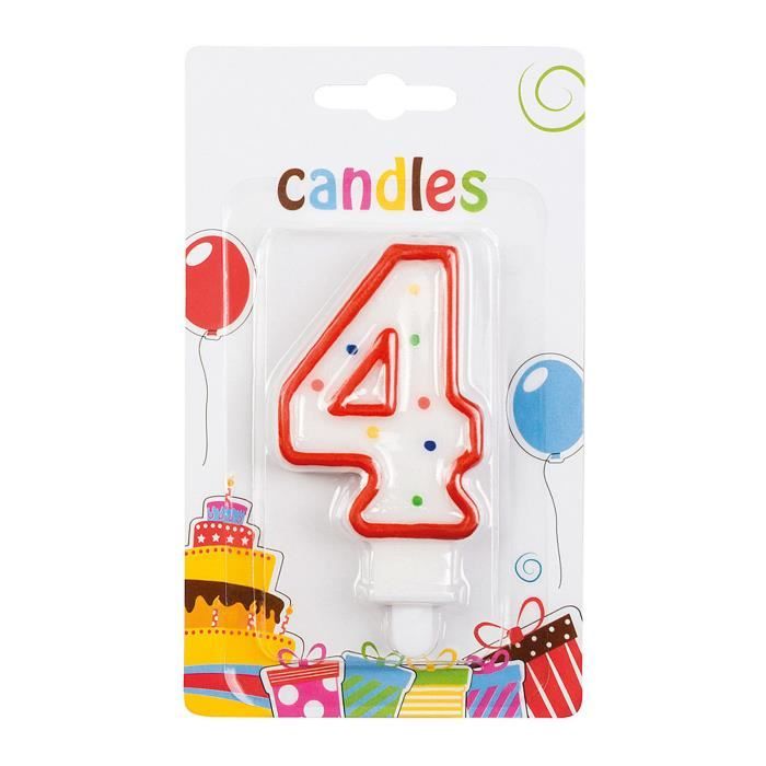 Bougie chiffre 4 multicolore 7,5cm