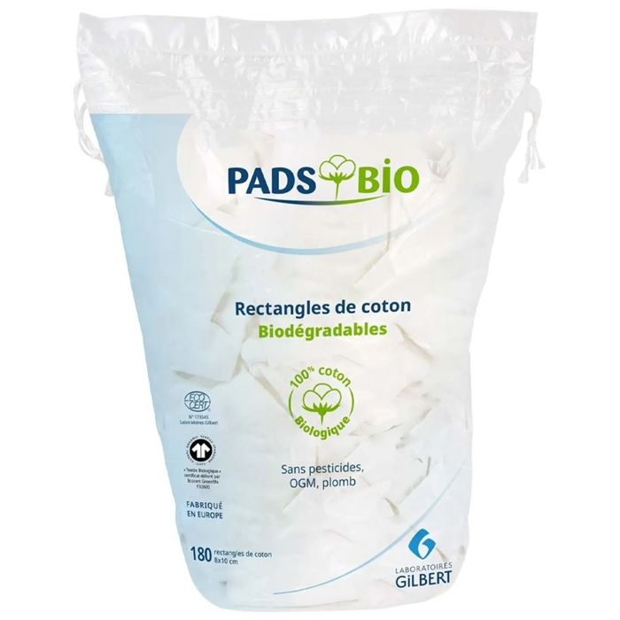 Gilbert Pads Bio Rectangles de Coton 8 x 10 cm 180 unités