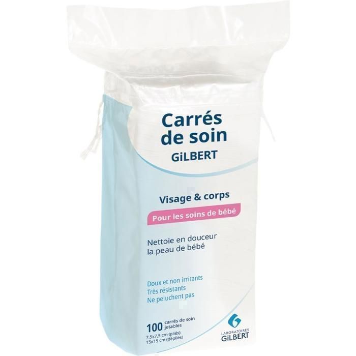 Gilbert Bébé Carrés de Soin Visage et Corps 100 unités