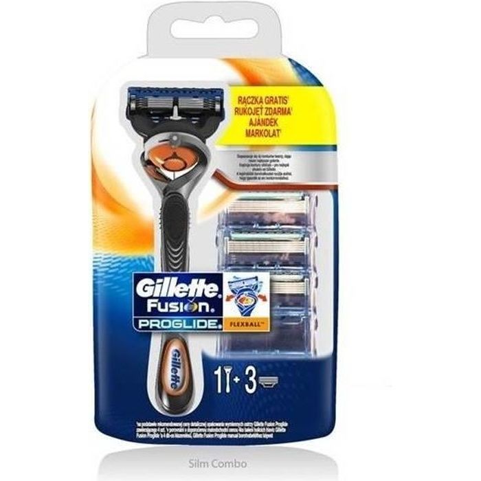 GILLETTE FUSION PROGLIDE PACK 4 CHARGEUR + MACHINE