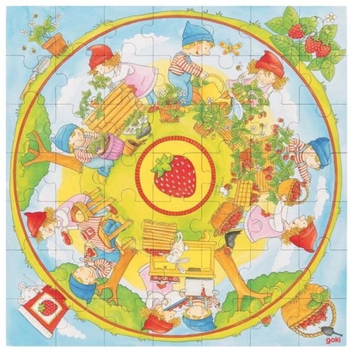 Goki - Puzzle xxl, nous plantons des fraises - Jeux Educatifs - Dès 3 ans