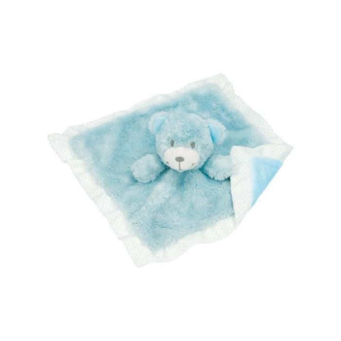 GOKI Premium Norme CE / FR - Doudou extra doux carré GOKI ourson bleu clair pour bébé !